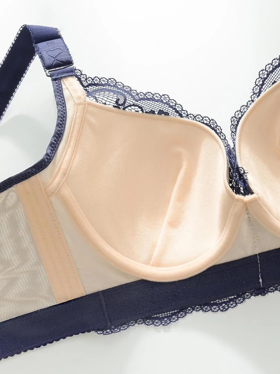 CAHL&FAUO Women Padded Push Up Bra Plus Size Lace Underwire Bras 34A to 46D