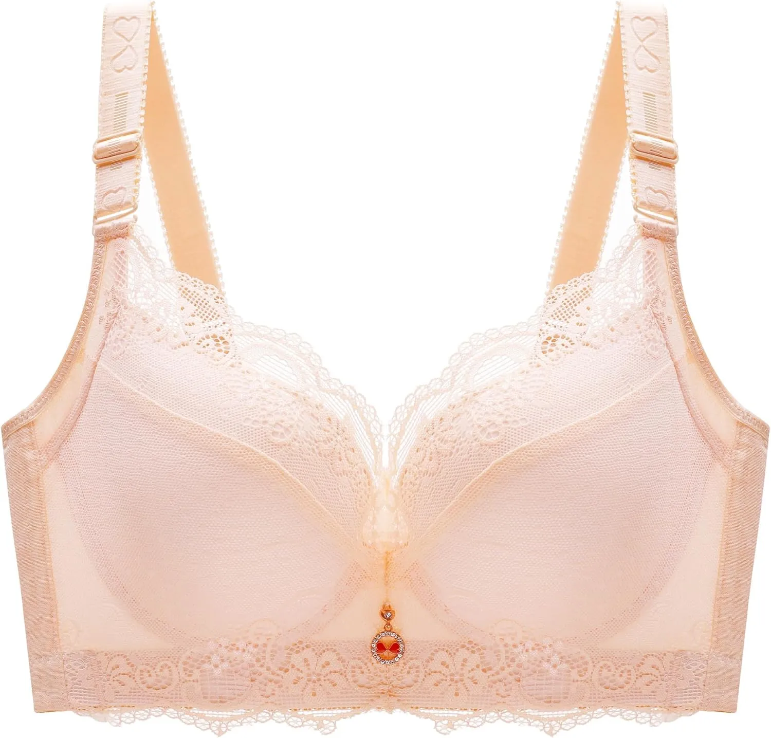 CAHL&FAUO Women Padded Push Up Bra Plus Size Lace Underwire Bras 34A to 46D