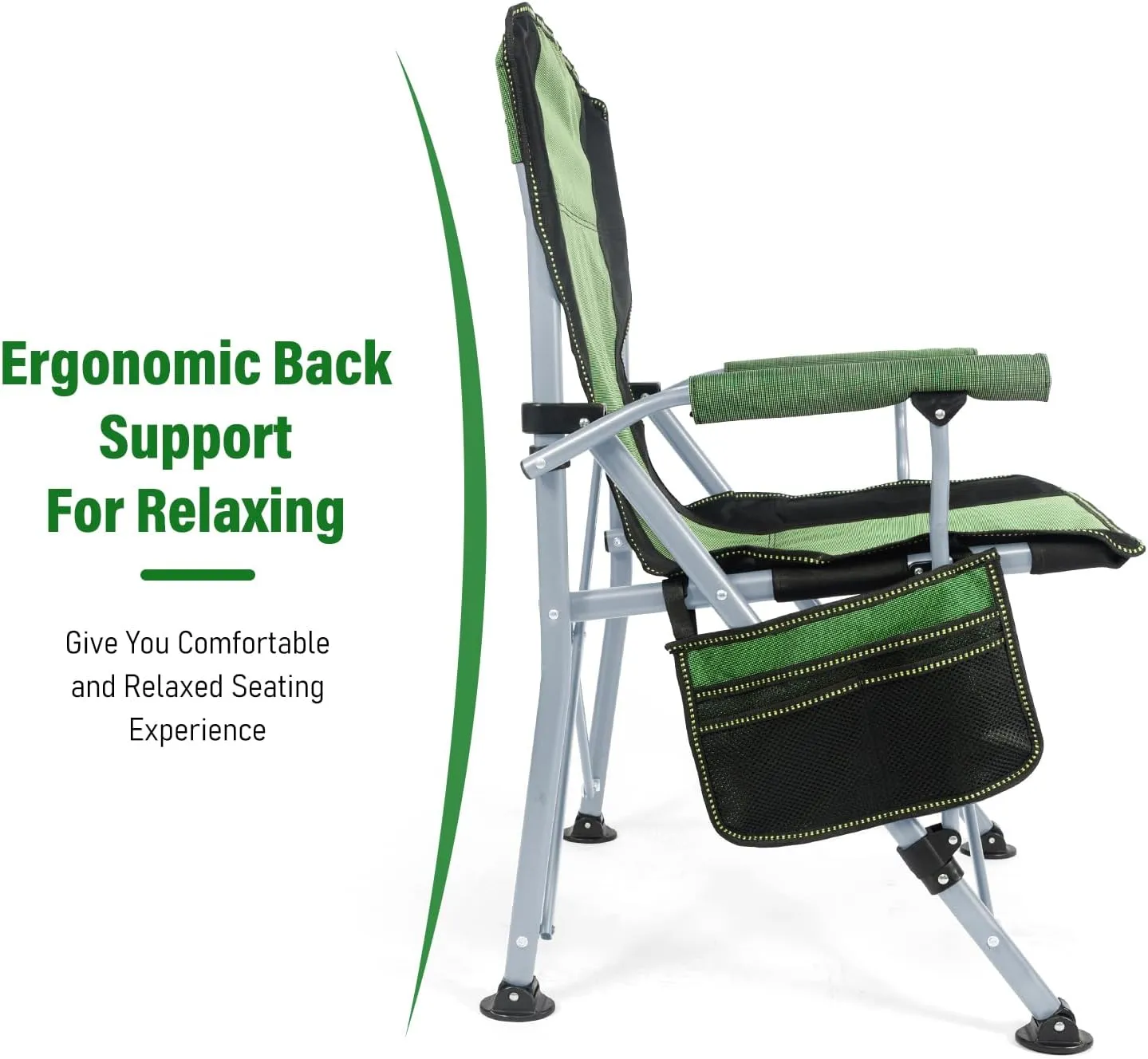 Camping Chair for Adults,Portable Folding Lawn Chair for Outside,Heavy Duty Camping Chair Support up to 330lbs,Collapsible Outdoor Beach Chair with Cup Holder(Green)