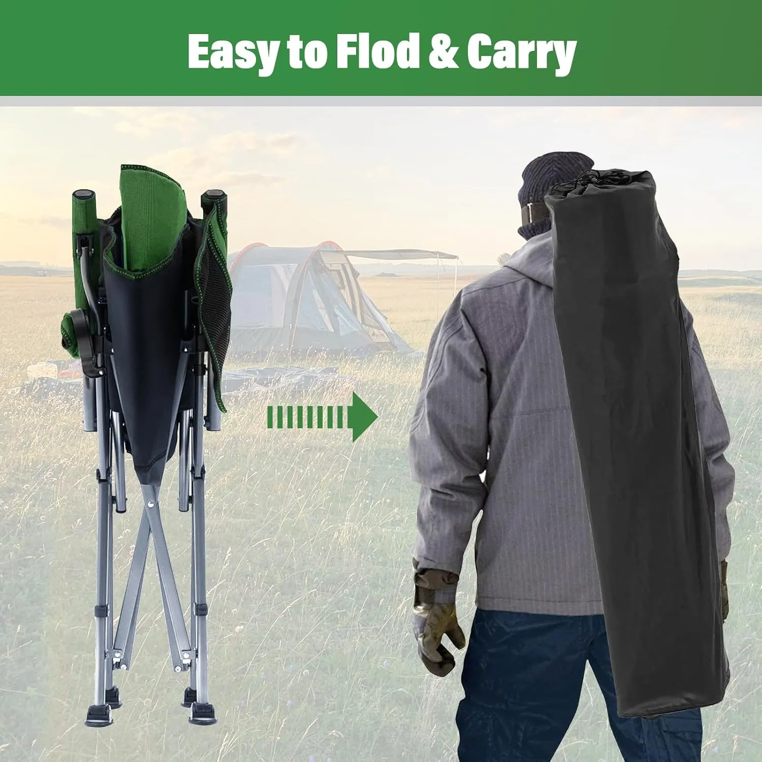 Camping Chair for Adults,Portable Folding Lawn Chair for Outside,Heavy Duty Camping Chair Support up to 330lbs,Collapsible Outdoor Beach Chair with Cup Holder(Green)