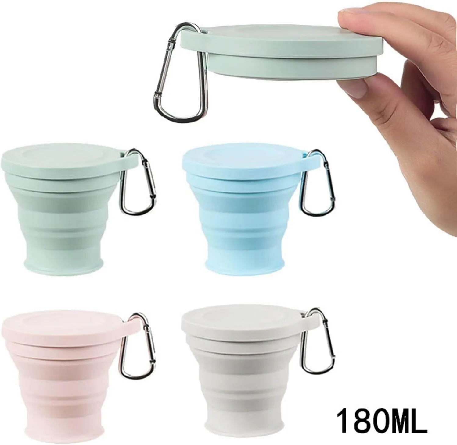 Camping Cup,Backpacking Cup,Collapsible Cup，Silicone Outdoor Mug Folding Household Drink Cup Foldable Telescopic Cup Drinking Utensils Outdoor Hiking Camping Travel(Blue)