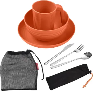 Camping Utensils Set for 2 Portable Wheat St Mess Kit with wl Plate Cup Fork Spoon Outdoor Tablewa and Picnicwa