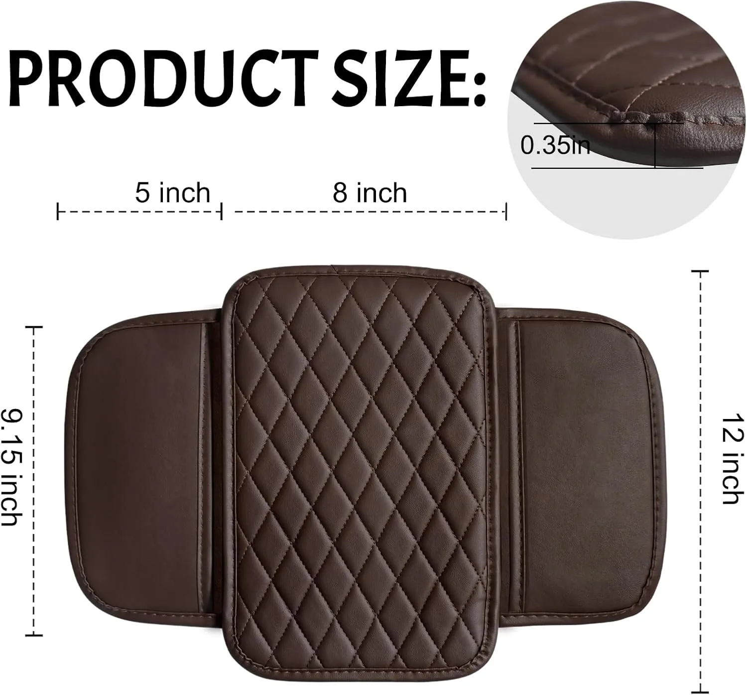 Car Center Console Cover Leather Armrest Cover Cushion with 2 Storage Bags Universal Car Armrest Seat Box Pad Car Interior Accessories Protector for Most Vehicle