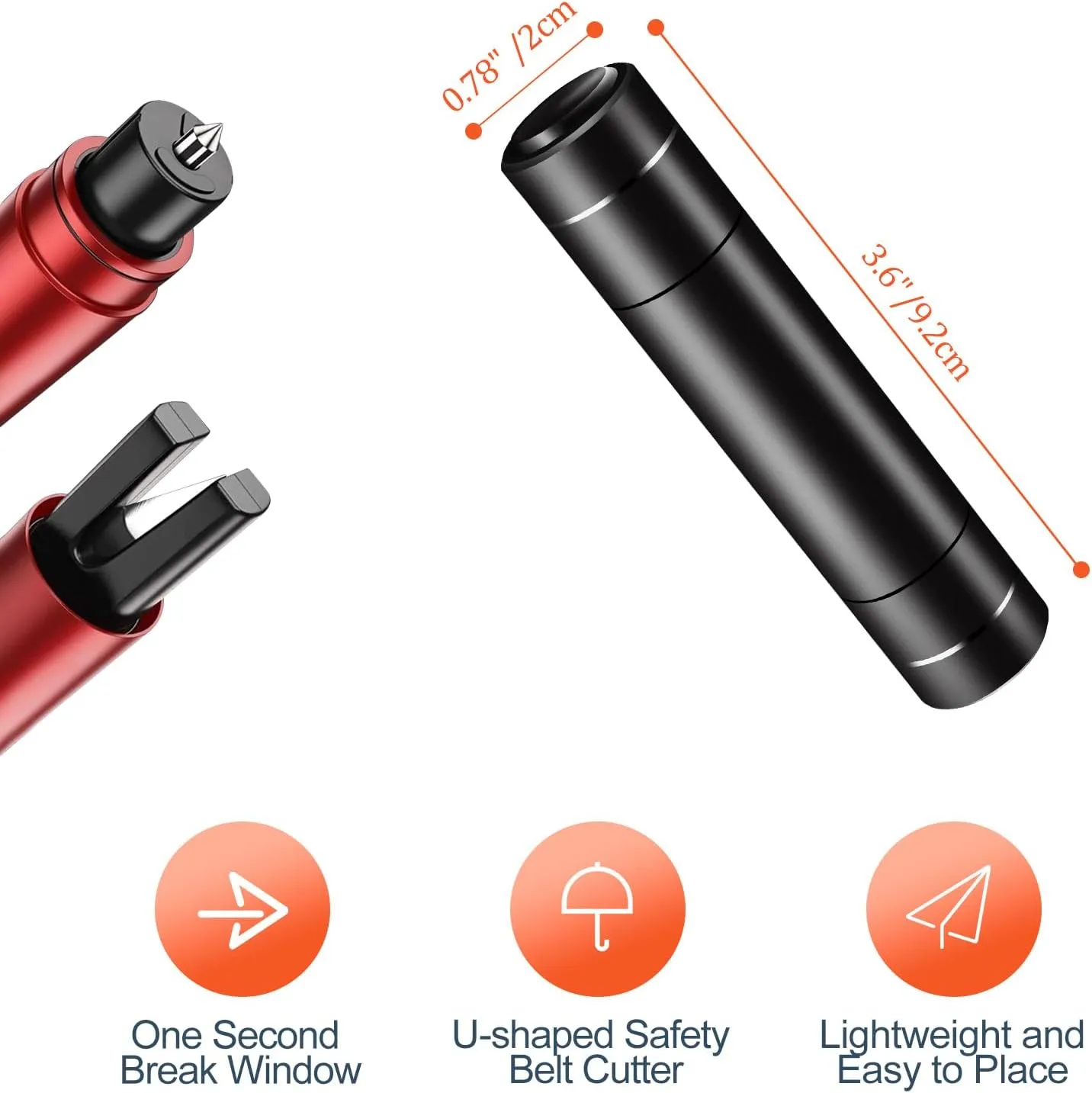 Car Window Breaker and Seatbelt Cutter 4 Pack, 2-in-1 Car Safety Hammer, Multifunctional Auto Glass Breaker, Portable Emergency Rescue Tool for Automotive Accidents