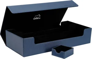 Card Deck Box, Card Deck Case, Deck Card Box, Leather Large Size Fit 550 Plus Sleeved Cards Compatible with single/double sleeved toploader MTG TCG CCG (Navy Blue)