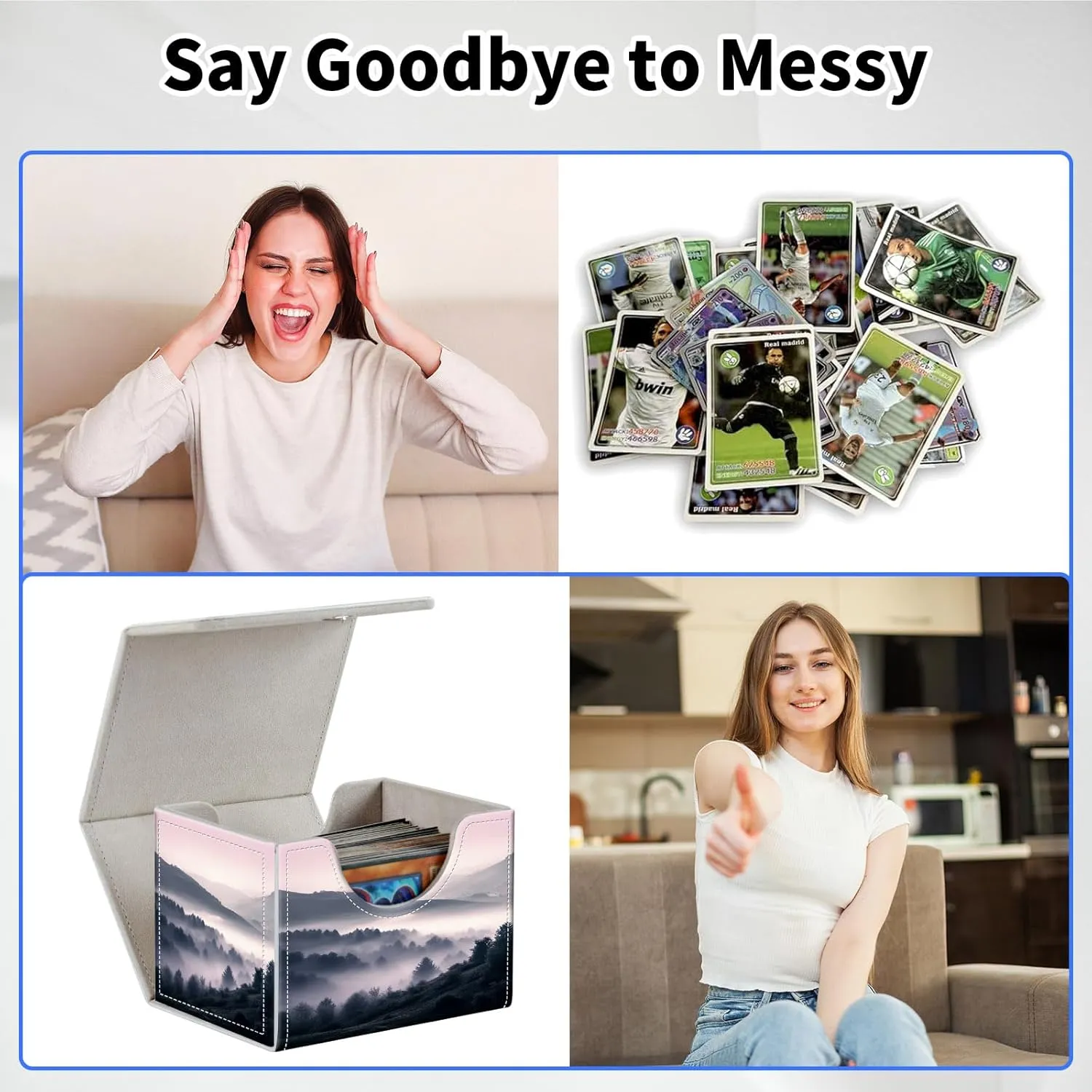Card Deck Box for MTG, PU Leather Microfiber Lining Trading Card Storage Case Fits 100  Sleeved Cards Strong Magnet Cover Holder for Magic Commander TCG CCG, A Landscape Painting
