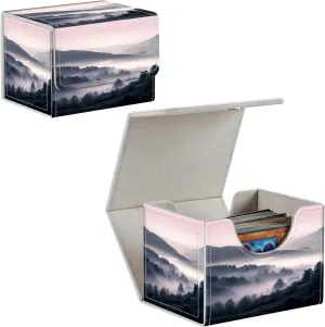 Card Deck Box for MTG, PU Leather Microfiber Lining Trading Card Storage Case Fits 100  Sleeved Cards Strong Magnet Cover Holder for Magic Commander TCG CCG, A Landscape Painting