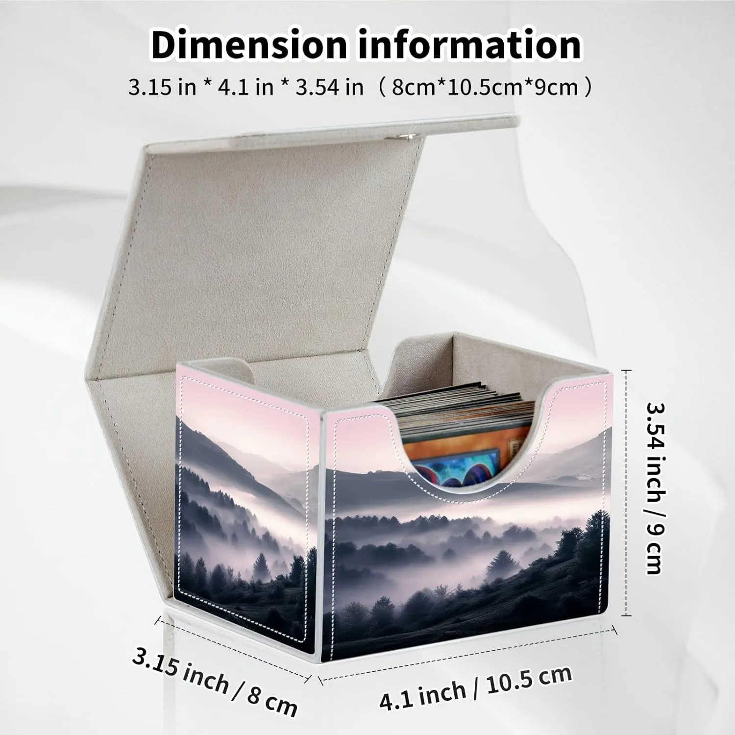 Card Deck Box for MTG, PU Leather Microfiber Lining Trading Card Storage Case Fits 100  Sleeved Cards Strong Magnet Cover Holder for Magic Commander TCG CCG, A Landscape Painting