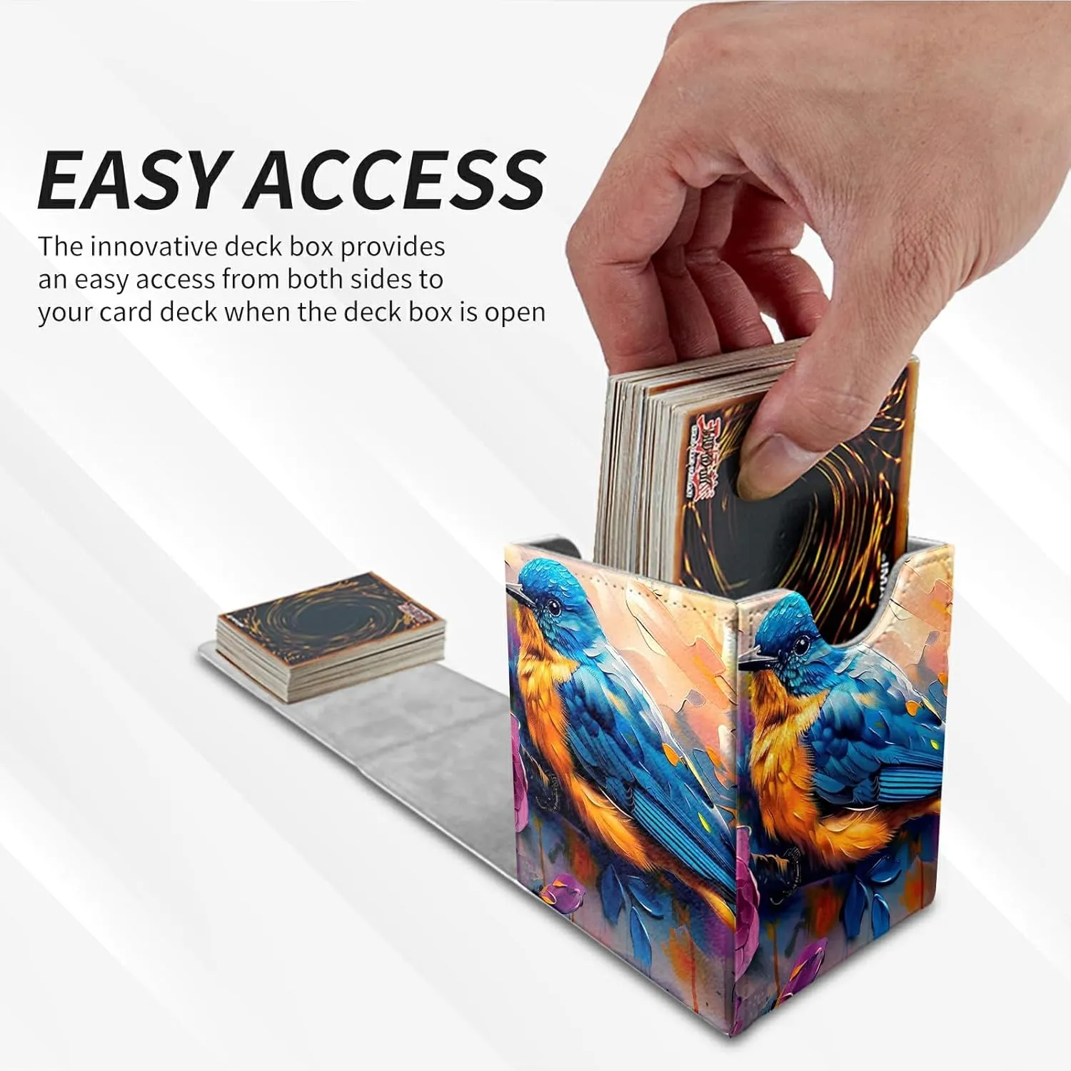Card Deck Box Trading Cards with Strong Magnet Colorful Bird Theme Commander Deck Box Card Storage Box Magic Premium Card Storage Box Case Cover for TCG CCG Magic Cards