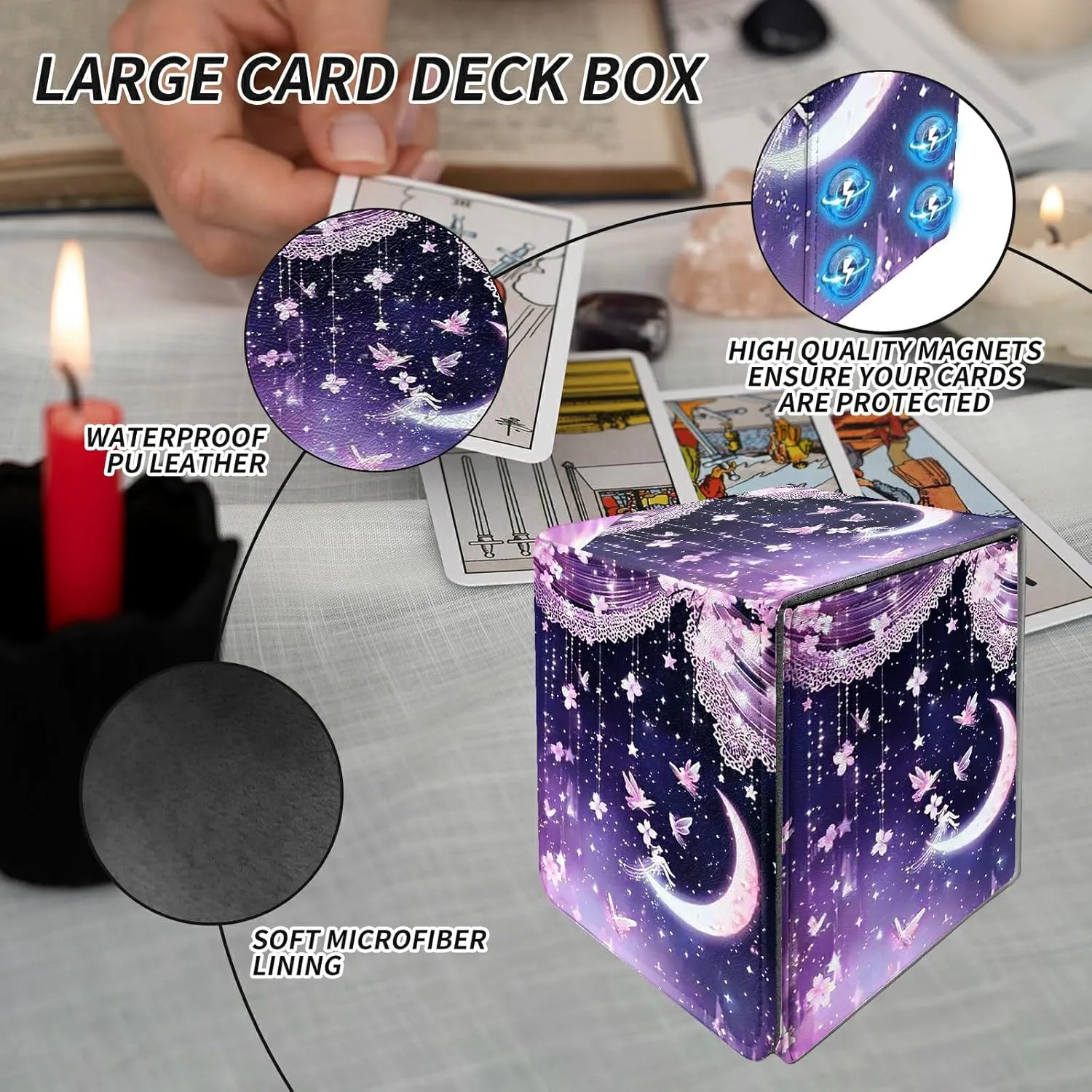 Card Deck Box Trading Cards with Strong Magnet Pink Blossoms Cherry Theme Commander Storage Magic Premium Card Case for TCG CCG Magic Cards