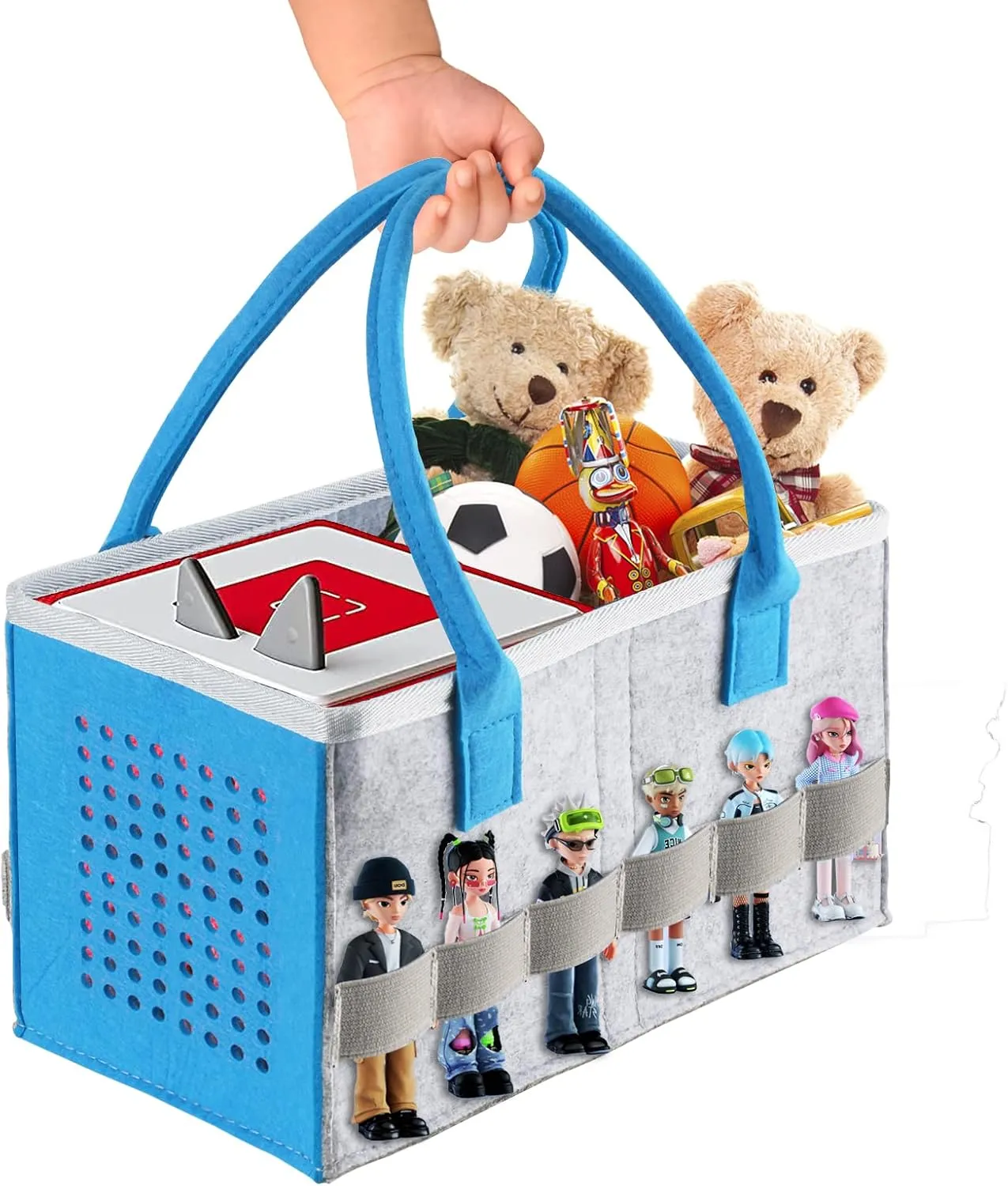 Carry Bag for Toniebox Audio Player Starter Set, Storage Bag for Tonies Figurine, Folding Bag for Kids Toniebox Accessories Travel Carrying Bag (Blue)