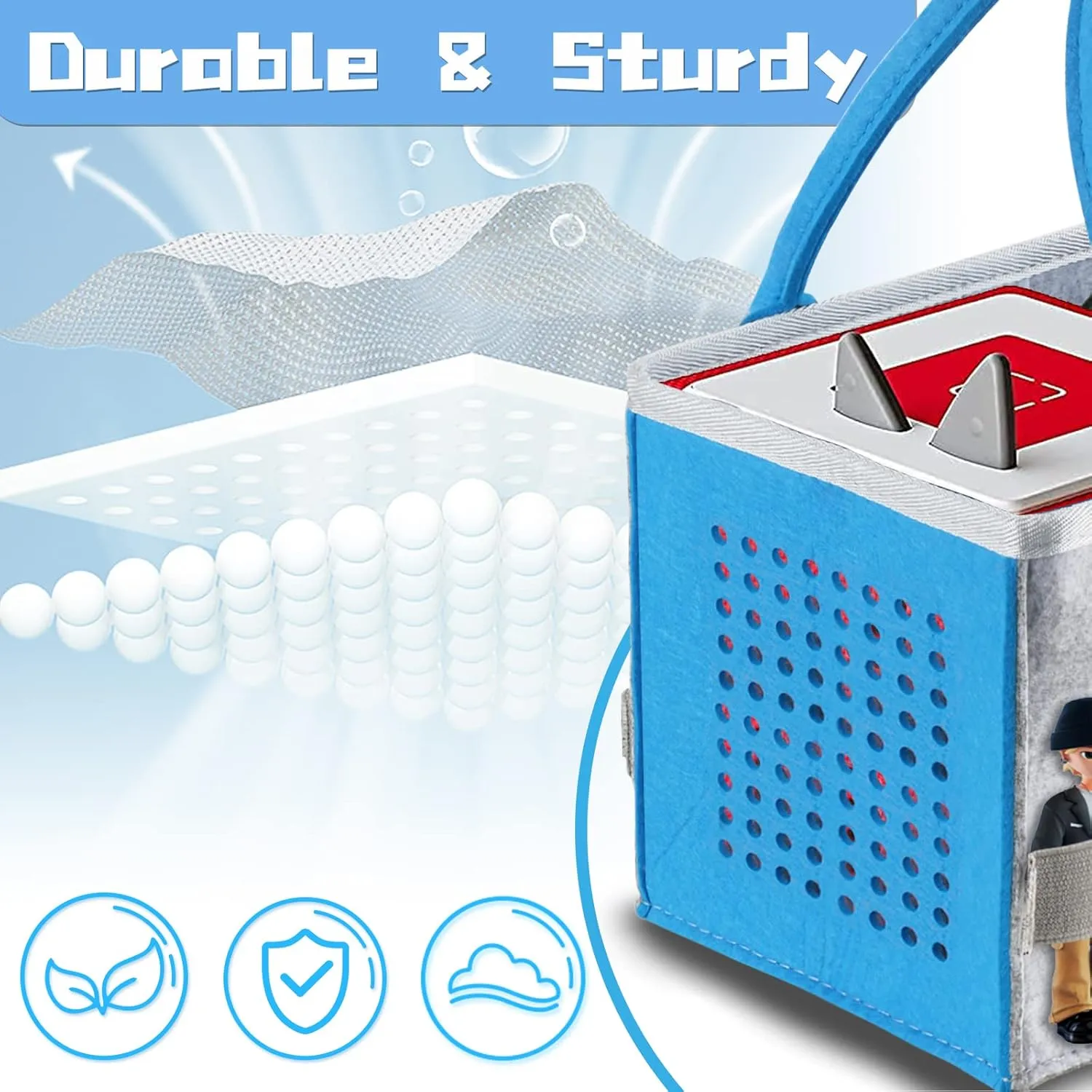 Carry Bag for Toniebox Audio Player Starter Set, Storage Bag for Tonies Figurine, Folding Bag for Kids Toniebox Accessories Travel Carrying Bag (Blue)