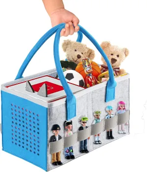 Carry Bag for Toniebox Audio Player Starter Set, Storage Bag for Tonies Figurine, Folding Bag for Kids Toniebox Accessories Travel Carrying Bag (Blue)