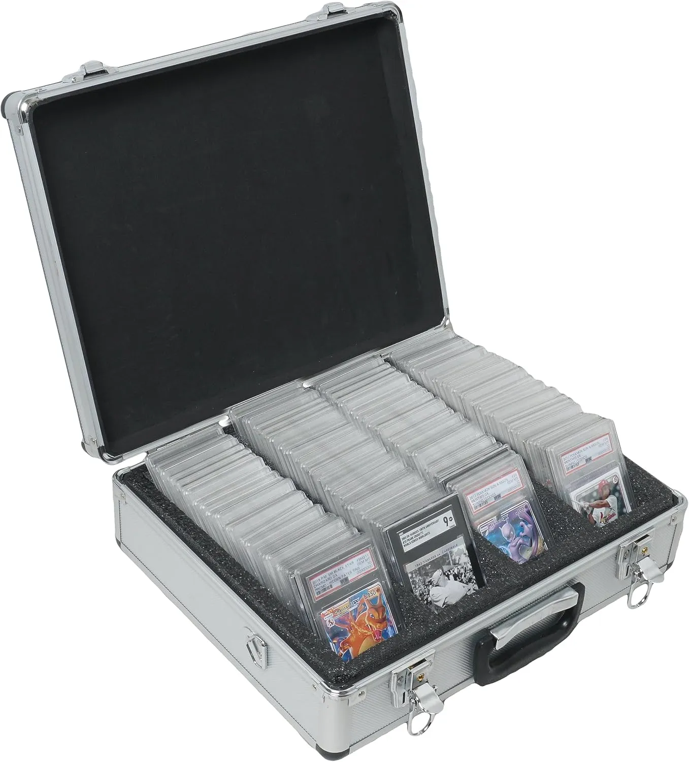 Case Club 100 Graded Card Slab Collector Aluminum Style Case - Storage Fits PSA/BGS/FGS/SGC - Sports/Trading Box for MTG/Baseball - Travel Holder for Slabs/Sleeves/Loose Cards