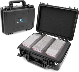 CASEMATIX Graded Card Case Pro Edition Compatible with 100 BGS PSA Graded Sports Trading Cards, IPX7 Waterproof Graded Slab Trading Card Box with Precision Cut Graded Card Storage Box Foam Dividers