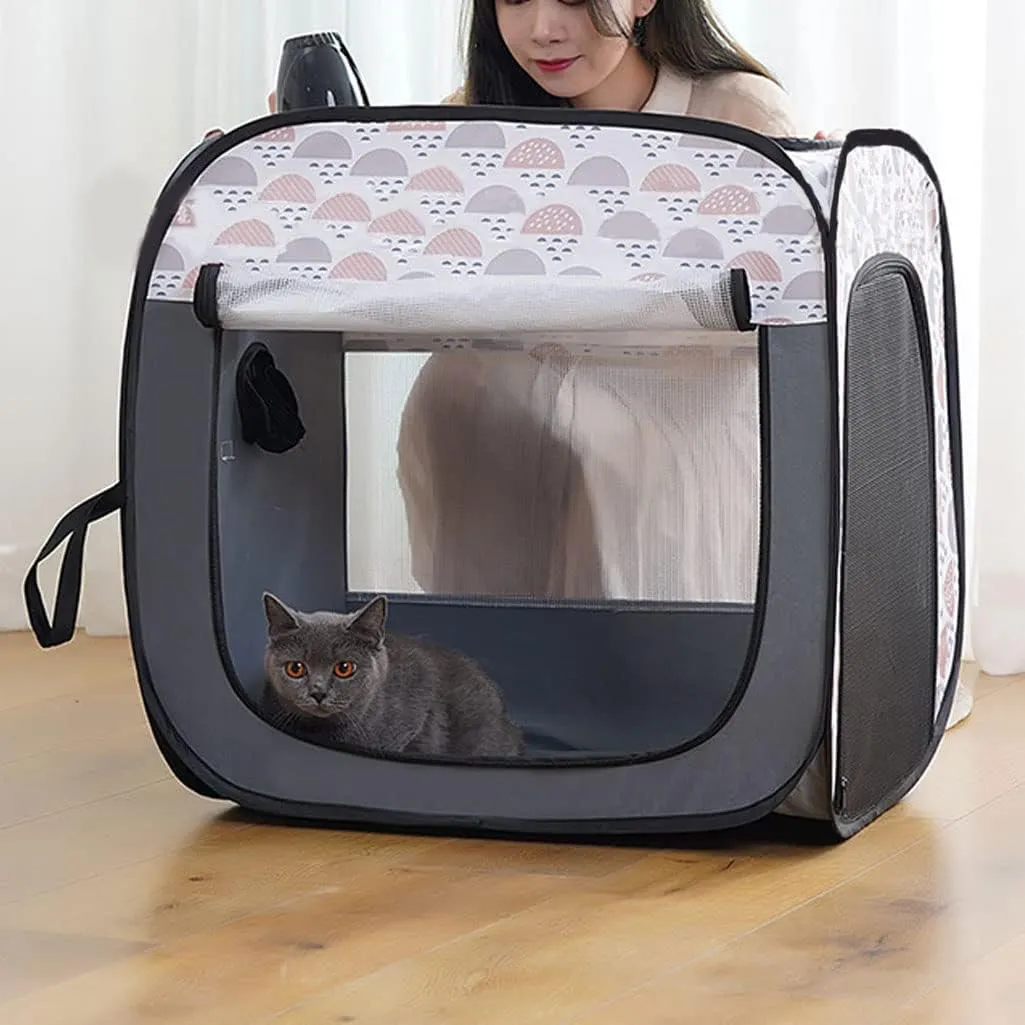 Cat & Dog Dryer Box Folding Pet Dry Room Pet Hair Drying Tent Grooming House Dryer Cage Hair Clearing Travel Bags for Dogs Cats Rabbit