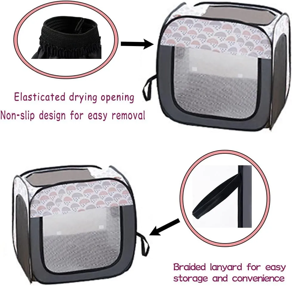 Cat & Dog Dryer Box Folding Pet Dry Room Pet Hair Drying Tent Grooming House Dryer Cage Hair Clearing Travel Bags for Dogs Cats Rabbit