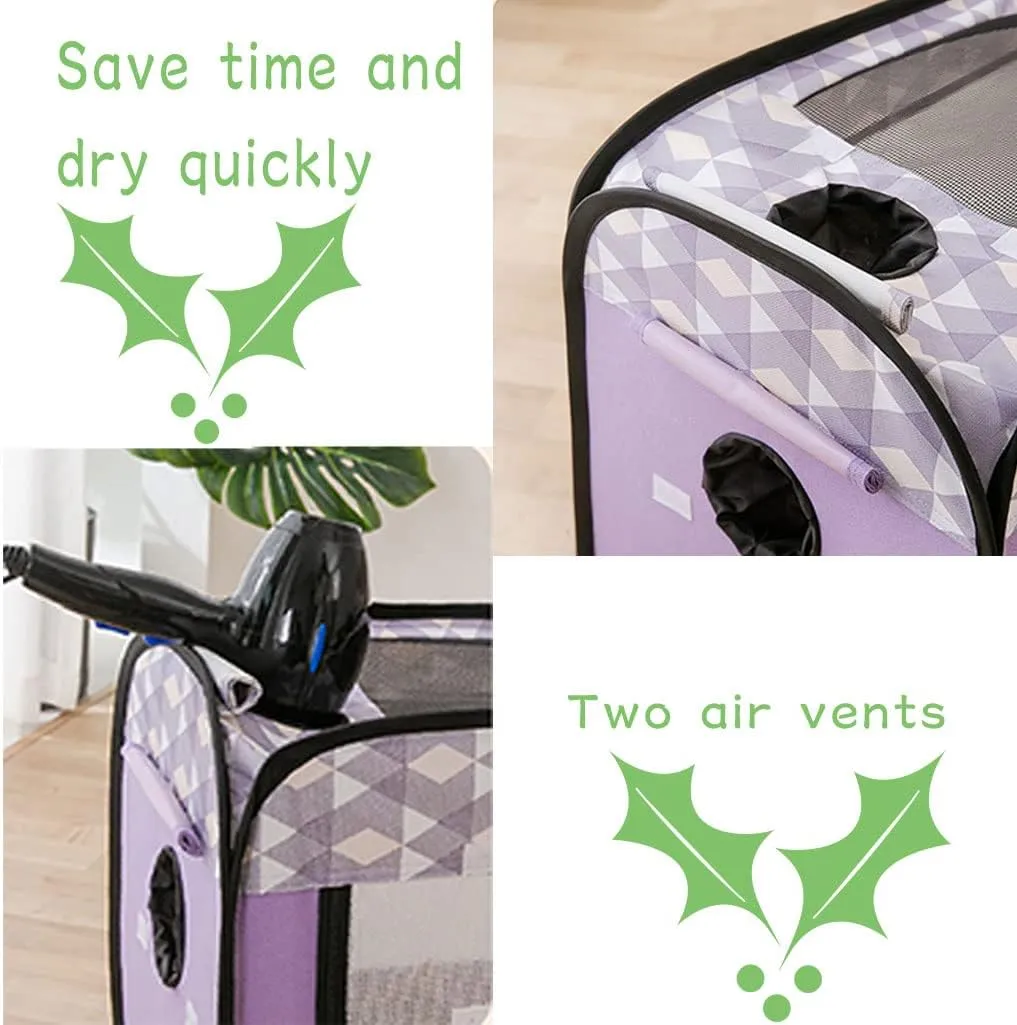 Cat & Dog Dryer Box Folding Pet Dry Room Pet Hair Drying Tent Grooming House Dryer Cage Hair Clearing Travel Bags for Dogs Cats Rabbit
