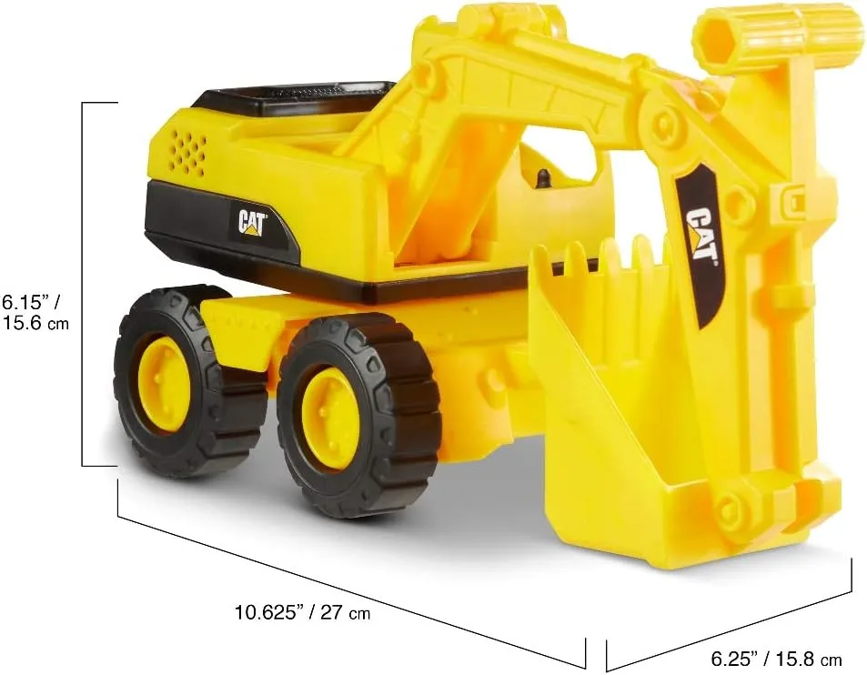 CAT Construction Toys, Excavator Sand Set Outdoor Toys - 10” CAT Toy Dumps Truck & Loader, Hard Hat, Shovel, Rake - Pretend Play, Ages 2 