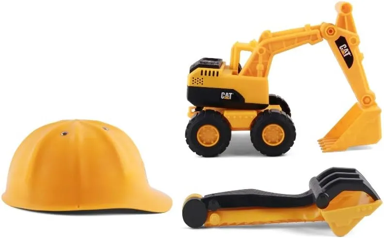 CAT Construction Toys, Excavator Sand Set Outdoor Toys - 10” CAT Toy Dumps Truck & Loader, Hard Hat, Shovel, Rake - Pretend Play, Ages 2 