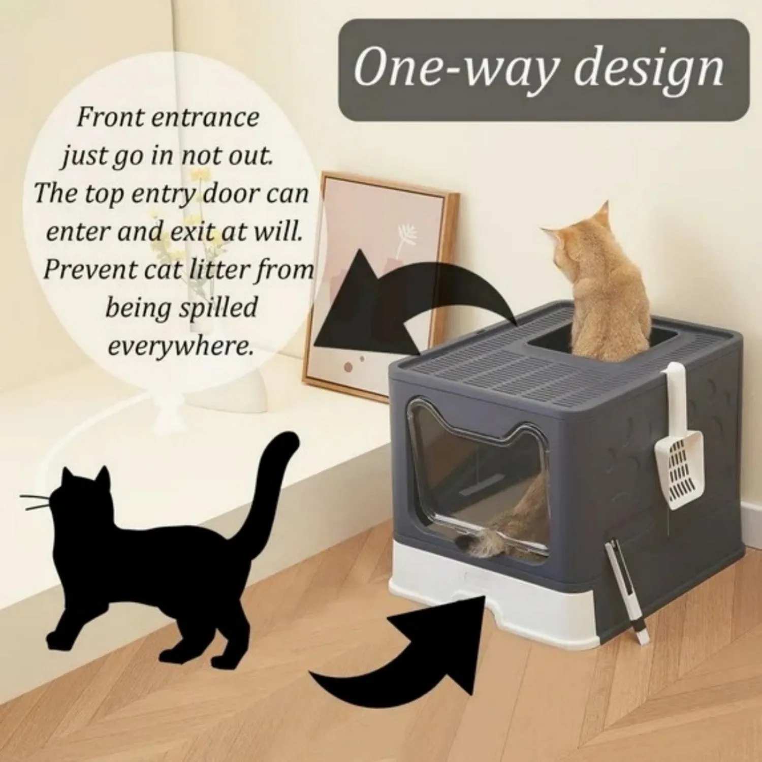 cat Large litter Global reach with cat scoop, LunaLulinlk cat lid, box box black litter Limited-time offer closed including litter