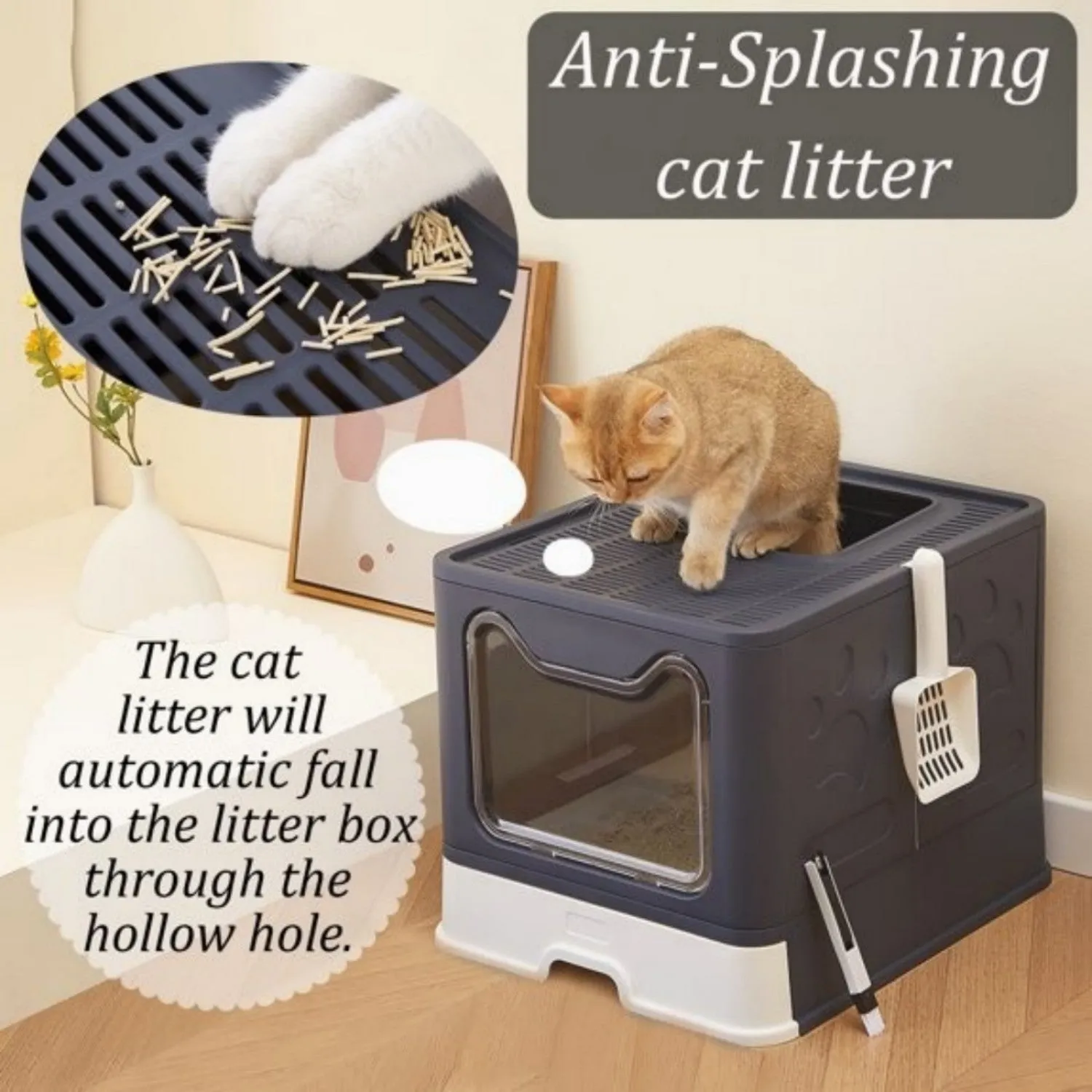 cat Large litter Global reach with cat scoop, LunaLulinlk cat lid, box box black litter Limited-time offer closed including litter
