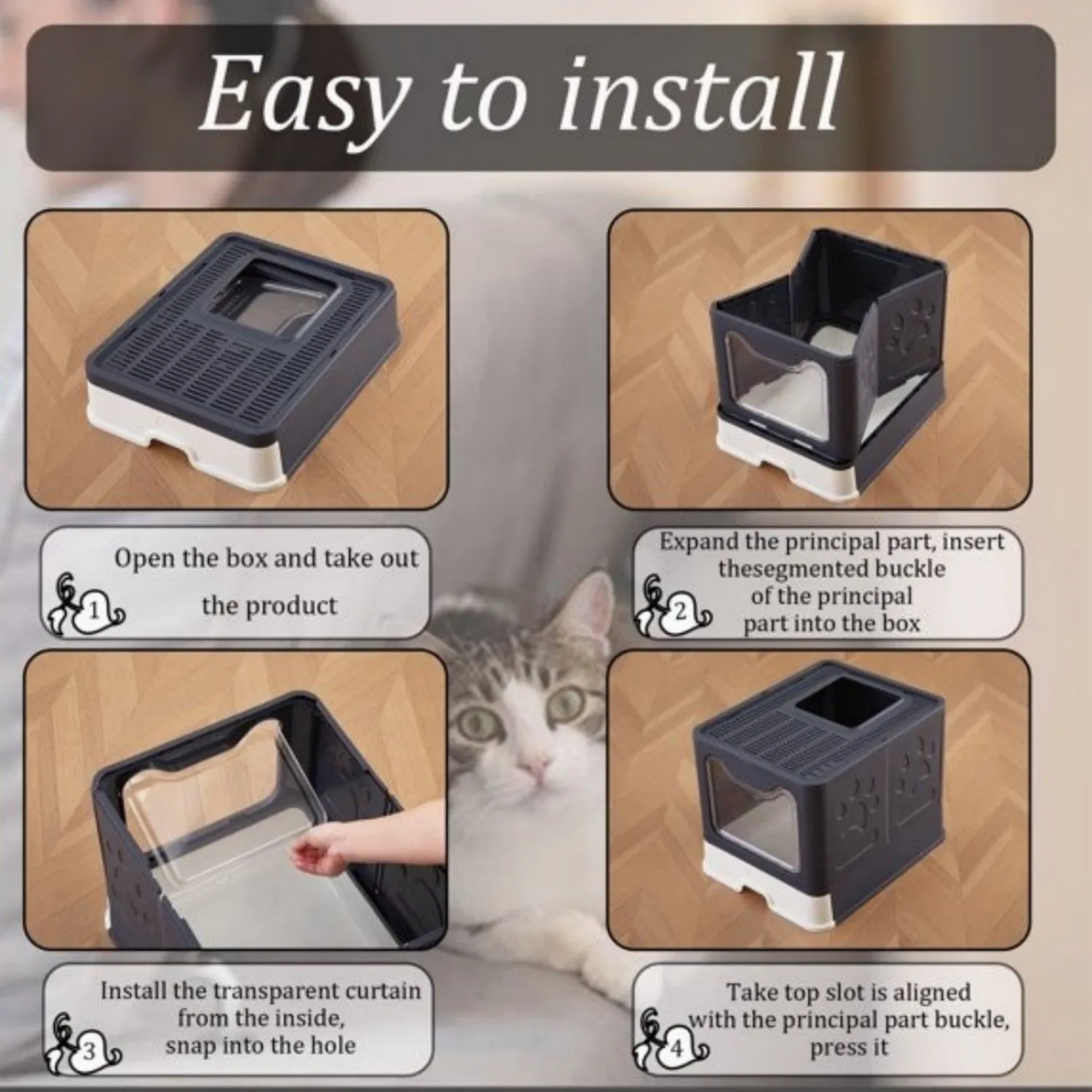 cat Large litter Global reach with cat scoop, LunaLulinlk cat lid, box box black litter Limited-time offer closed including litter