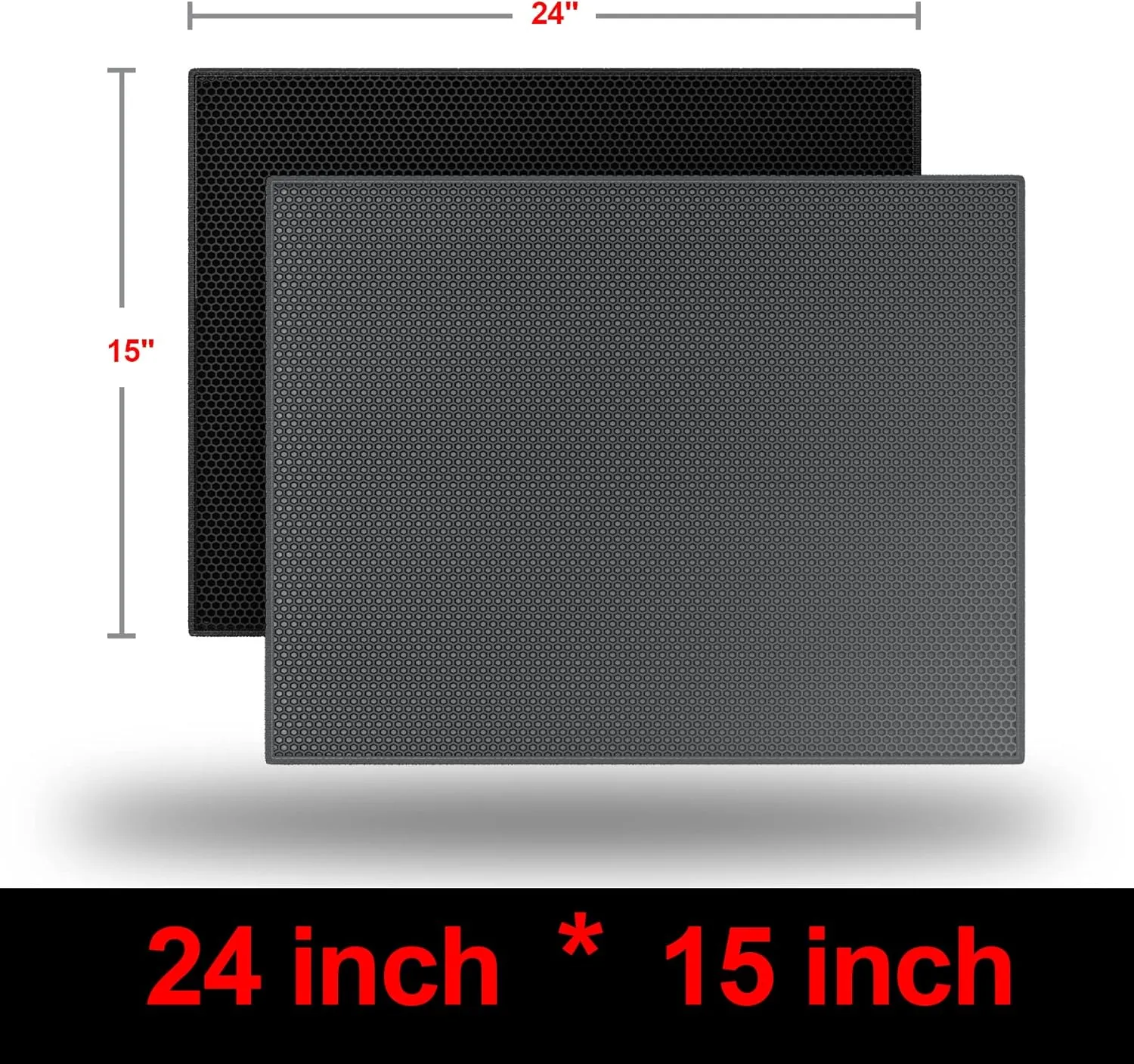 Cat Litter Mat, 24" X 15" Inch Litter Trapping Mat, Double Layer Honeycomb Litter Box Mat, Urine & Waterproof Kitty Litter Mat, Scatter Control Easy Clean (Grey)