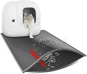 Cat Litter Mat, 24" X 15" Inch Litter Trapping Mat, Double Layer Honeycomb Litter Box Mat, Urine & Waterproof Kitty Litter Mat, Scatter Control Easy Clean (Grey)