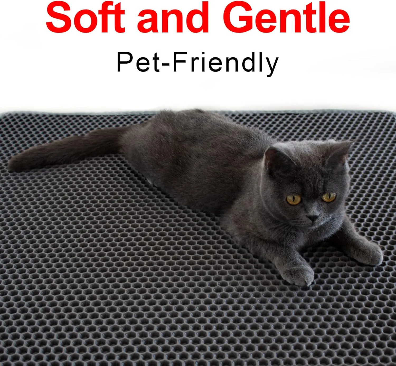 Cat Litter Mat, 24" X 15" Inch Litter Trapping Mat, Double Layer Honeycomb Litter Box Mat, Urine & Waterproof Kitty Litter Mat, Scatter Control Easy Clean (Grey)