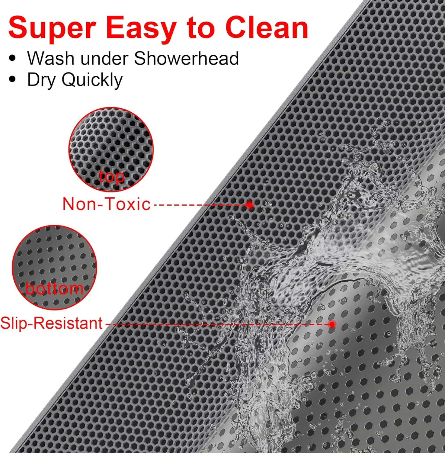 Cat Litter Mat, 24" X 15" Inch Litter Trapping Mat, Double Layer Honeycomb Litter Box Mat, Urine & Waterproof Kitty Litter Mat, Scatter Control Easy Clean (Grey)