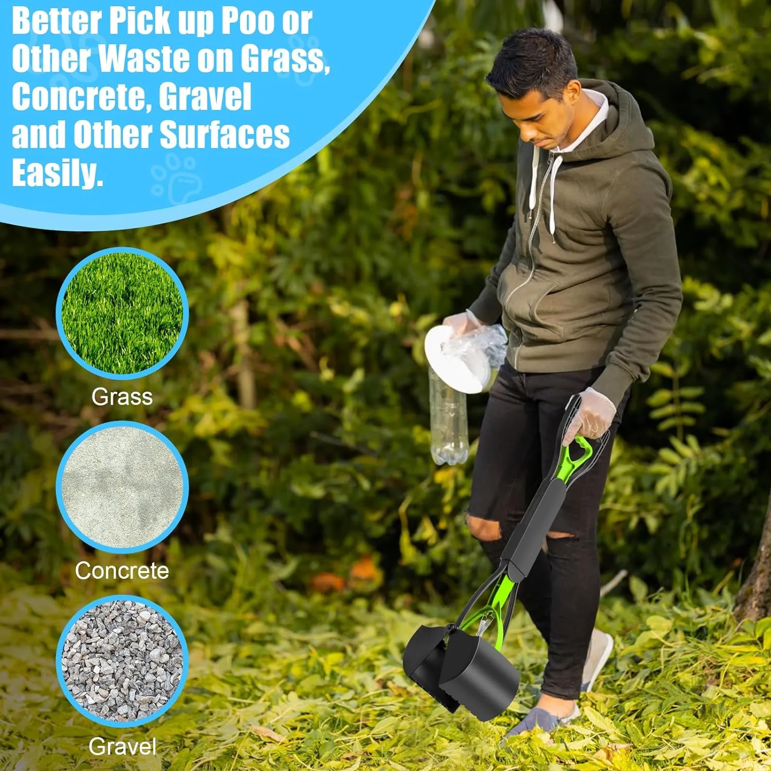Cats, Dogs Pick Pooper Grass, for Poop Gravel Dirt, Versatile up Tool, Scoop Extensive collection Scooper and Poop Yard, Folding for Portable Dog