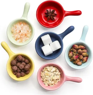 Ceramic Dipping Bowl Set, 6-Piece Mini Bowls, Multi-Coloured Sauce Seasoning Dish for Side Dishes, Dressings, Sauces, Toppings, Barbecue