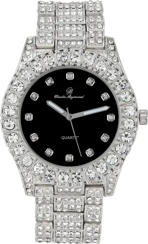 Charles Raymond Bling-ed Out Round Metal Mens Color on Blast Watch with Diamond Time Indicators - Ice on Fire!!! - ST10327DxxS