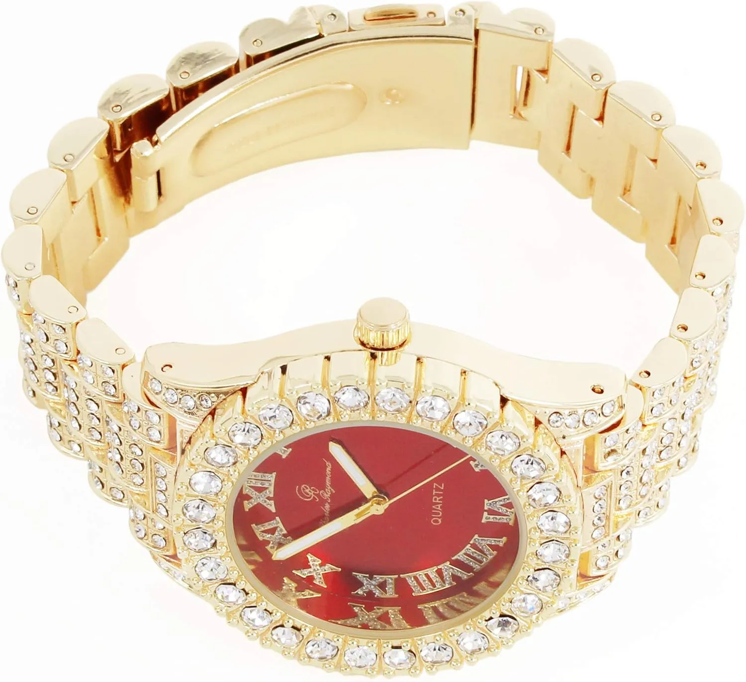 Charles Raymond Mens Big Rocks with Roman Numerals Fully Iced Out Colorful Dial Watch - ST10327 RN Single