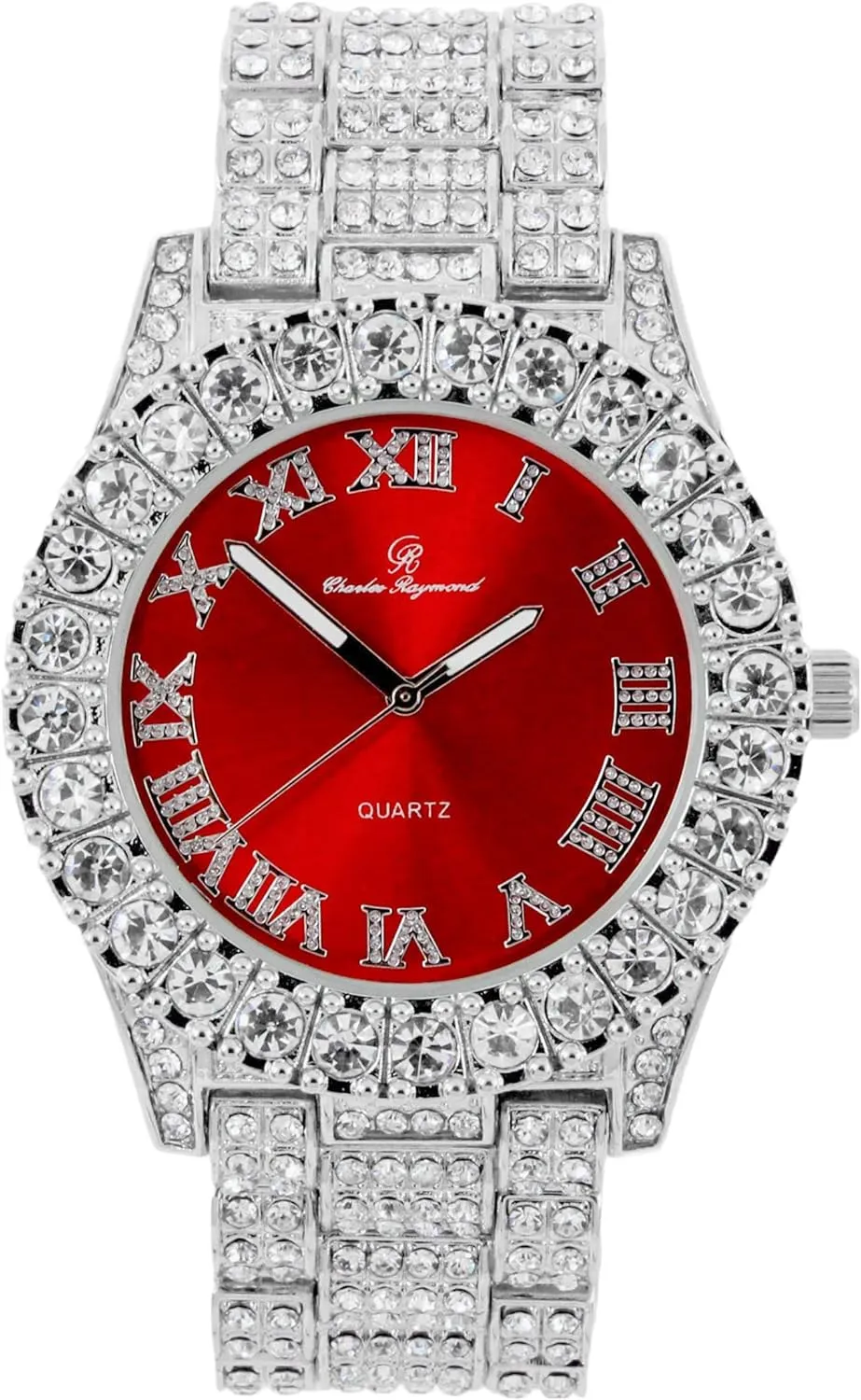 Charles Raymond Mens Big Rocks with Roman Numerals Fully Iced Out Colorful Dial Watch - ST10327 RN Single