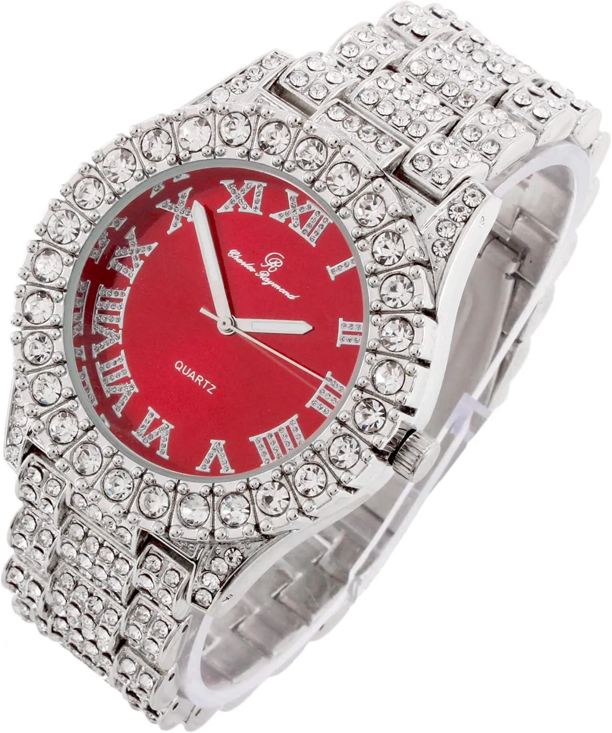 Charles Raymond Mens Big Rocks with Roman Numerals Fully Iced Out Colorful Dial Watch - ST10327 RN Single