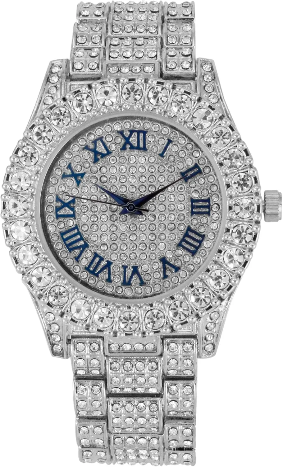Charles Raymond Women's Big Rocks Bezel Colored Dial with Roman Numerals Fully Iced Out Watch - ST10327LA