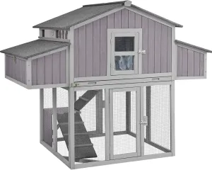 Chicken Coop Portable Chicken House with Metal Edge Easy to Set Up by Few Steps Wooden Poultry Cage with Large Nesting Box,Multi-Levels,26ft²