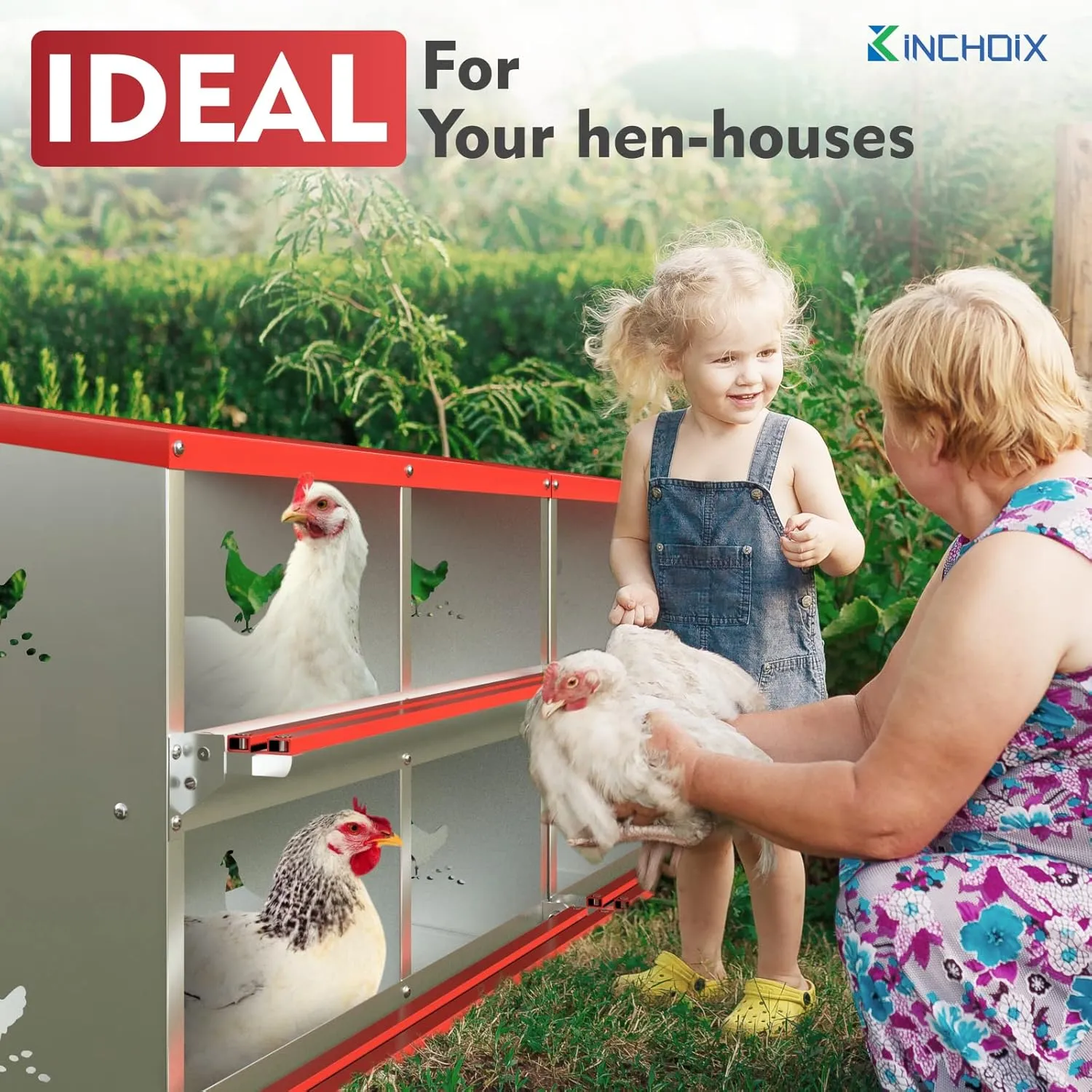 Chicken Nesting Boxes - 8 Compartment Metal Poultry Nest Box Wall Mount for Chickens, Hens, Ducks - Easy Egg Collection - Large Vented Holes Chicken Coop Equipment (8 Compartment)