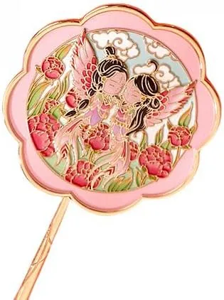 Chinese Style Hand-held Mirror, Ancient Style Hand-held Cosmetic Mirror, Gift Box with Portable Mirror, Cultural and Creative Gifts (inseparable King Bird)
