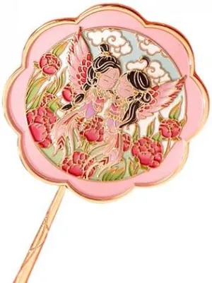 Chinese Style Hand-held Mirror, Ancient Style Hand-held Cosmetic Mirror, Gift Box with Portable Mirror, Cultural and Creative Gifts (inseparable King Bird)