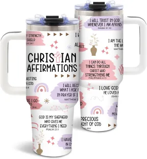 Christmas Gifts for Women, Religious Tumbler for Women on Christmas, Inspirational Birthday Gifts for Mom Wife Sister, Bible Verse 40 Oz Tumbler with Handle