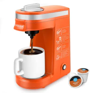 CHULUX Single Serve Coffee Maker for K Capsule, Mini Coffee Maker for One Cup Americano, Lightweight Pod Coffee Machine, Orange