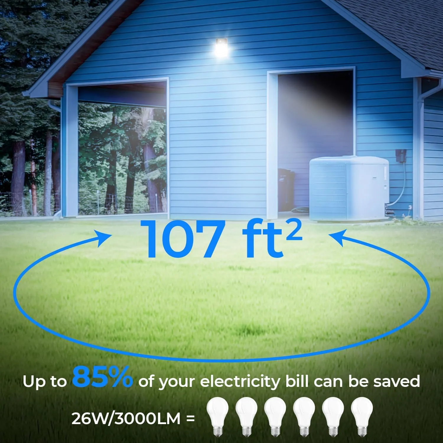CINOTON 26W LED Wall Pack Light with Dusk to Dawn Sensor, 3CCT 3000K/4000K/5000K, 26W/18W/13W Switchable, [100-277Vac] IP65 Waterproof Outdoor Security Flood Lighting for Garage Warehouse 2 Pack