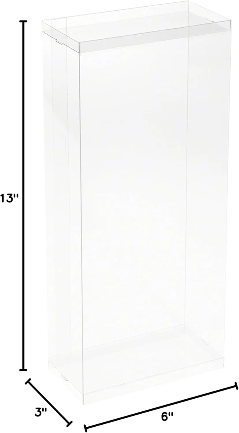 Clear Folding Display Box for Extra Large 11-12.5 inch Dolls and Action Figures, 6" W x 3" D x 13" H, Pack of 3