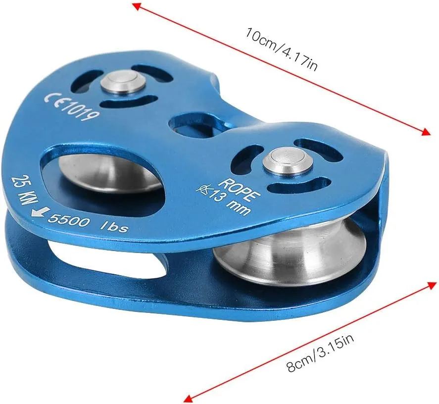 Climbing Pulley, 25KN Aluminium Alloy Heavy Duty Single Swivel Rope Pulley Block Climbing Safety Equipment for Arborist Rigging Climbing Rescue