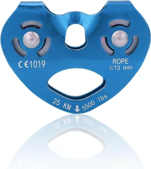 Climbing Pulley, 25KN Aluminium Alloy Heavy Duty Single Swivel Rope Pulley Block Climbing Safety Equipment for Arborist Rigging Climbing Rescue