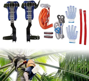 Climbing Spike, Tree Climbing Steps Gear with Seat Belt Straps Portable Adjustable Lanyard and Extra Multi-Functional Straps