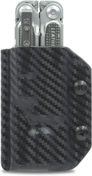 Clip & Carry Kydex Multitool Sheath for LEATHERMAN Free P4 - Made in USA (Multi-Tool not Included) EDC Multi Tool Holder Holster Cover (Black Carbon Fiber)